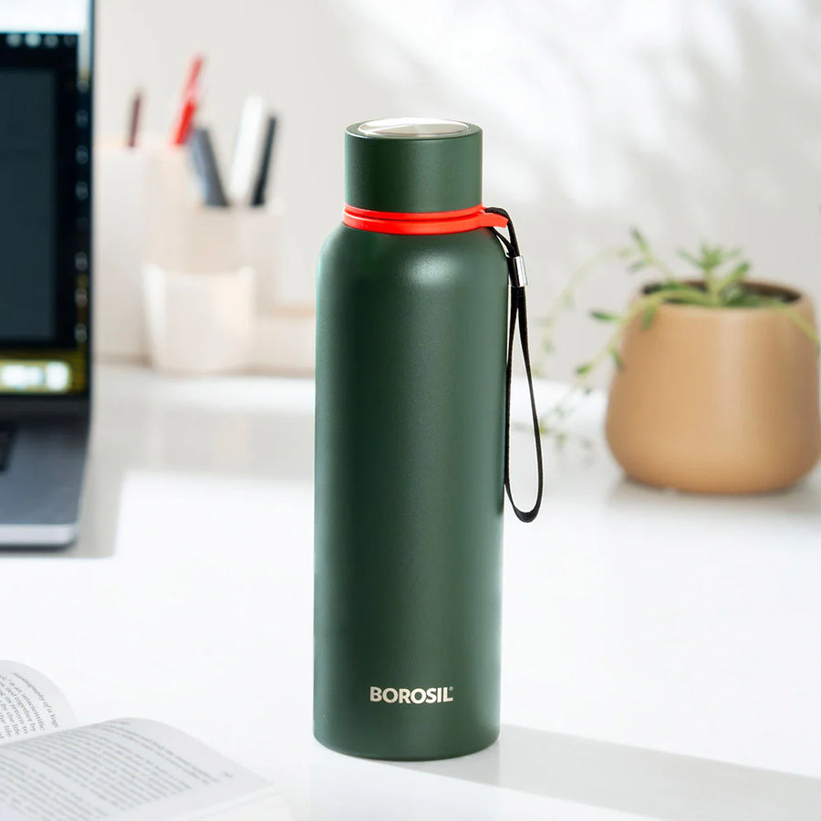 Borosil steel bottle side angle