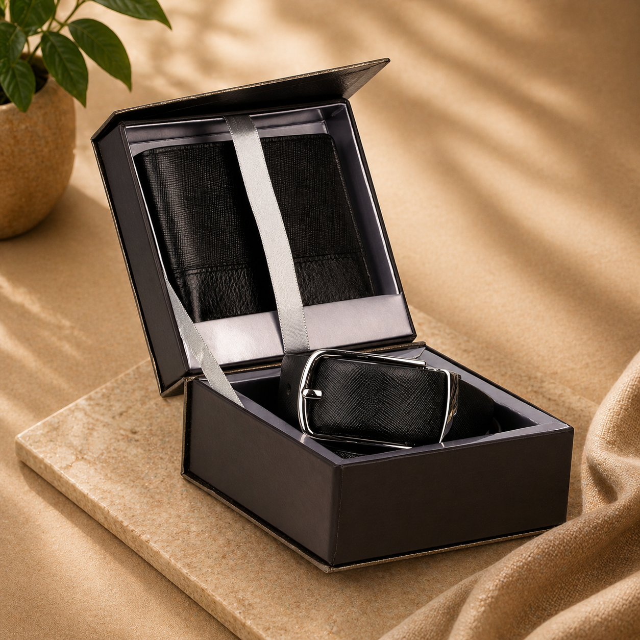 Premium Leather Wallet & Belt Gift Set