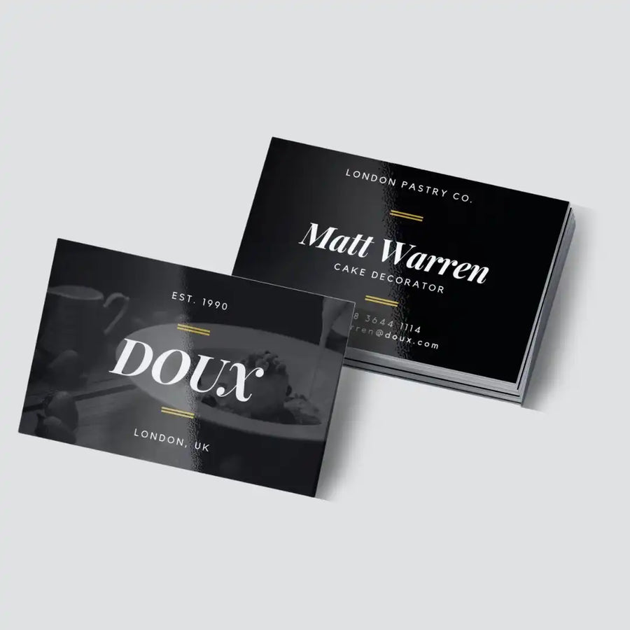 Glossy business card close-up