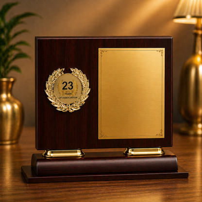 Customized Wooden Plaque Trophy with Medallion – Premium Excellence Award