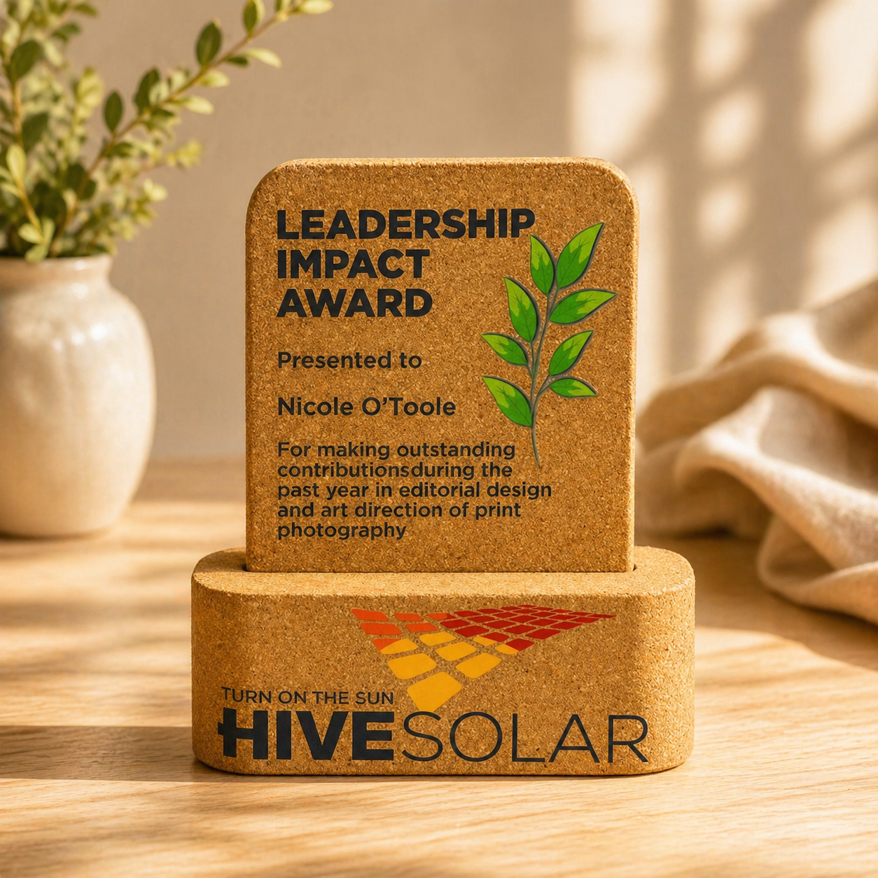 Customized Cork Trophy – Elegant & Sustainable Recognition
