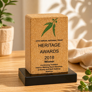 Cork block trophy close-up