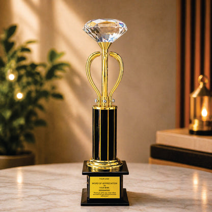 Golden trophy with crystal accents