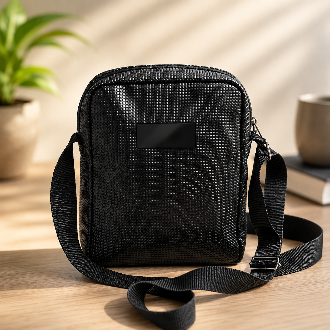 Minimalist black crossbody