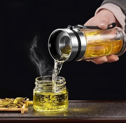 Glass infuser bottle in use