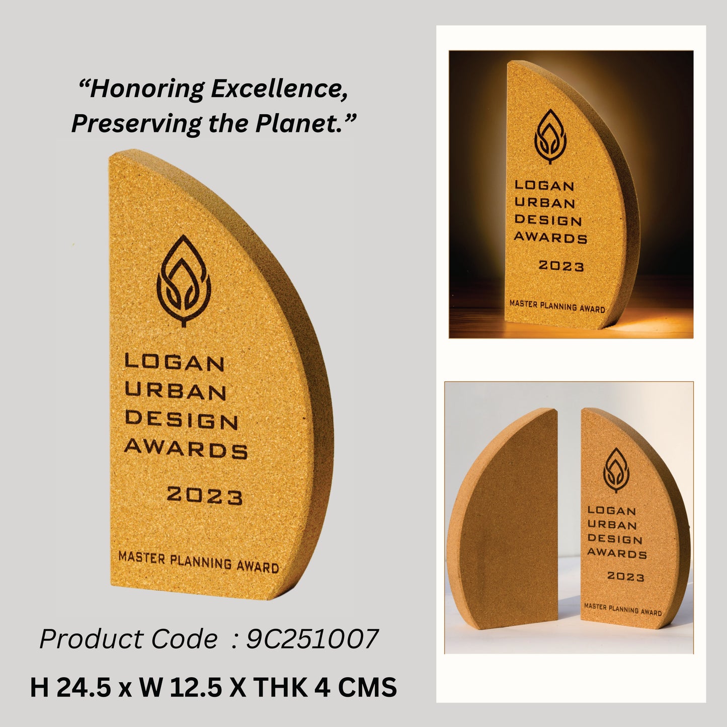 Customized Curved Cork Trophy – Elegant & Sustainable Recognition