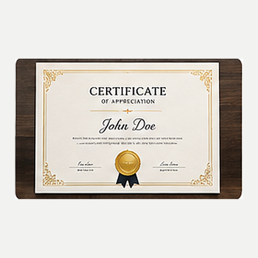 Premium offset printed certificate mockup