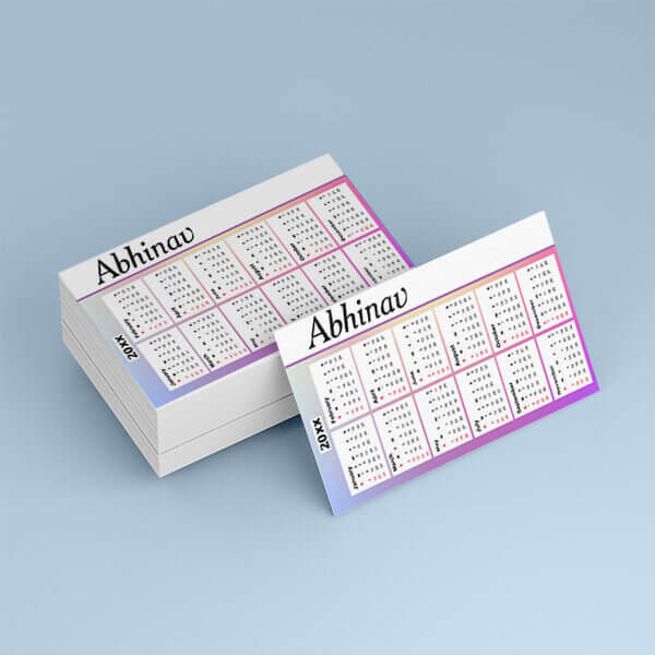 Pocket calendar close-up