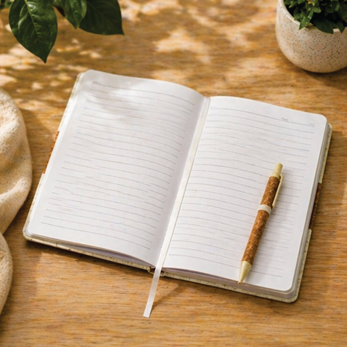 Cork Fabric Notebook with cork pen
